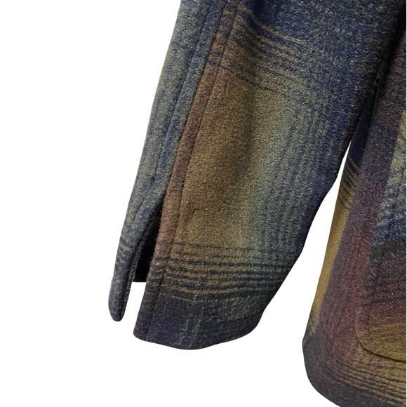 Pendleton Womens Wool Blend Plaid Topper Coat Size L Navy Heavyweight Winter NWT - Picture 5 of 10